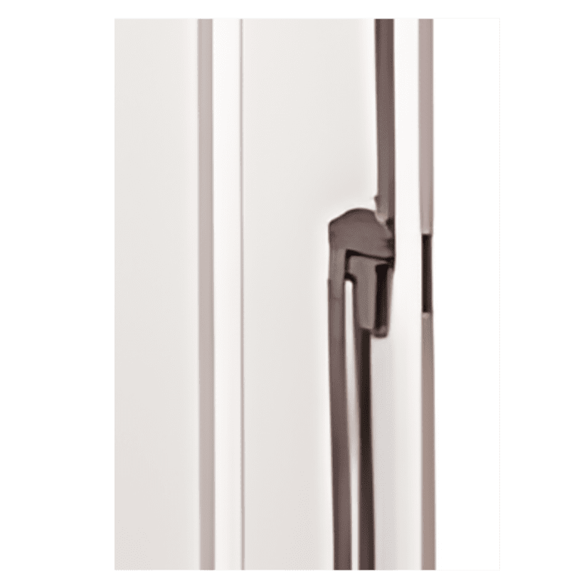Close-up of the 3-point latching handle on a Hallowell MedSafe cabinet