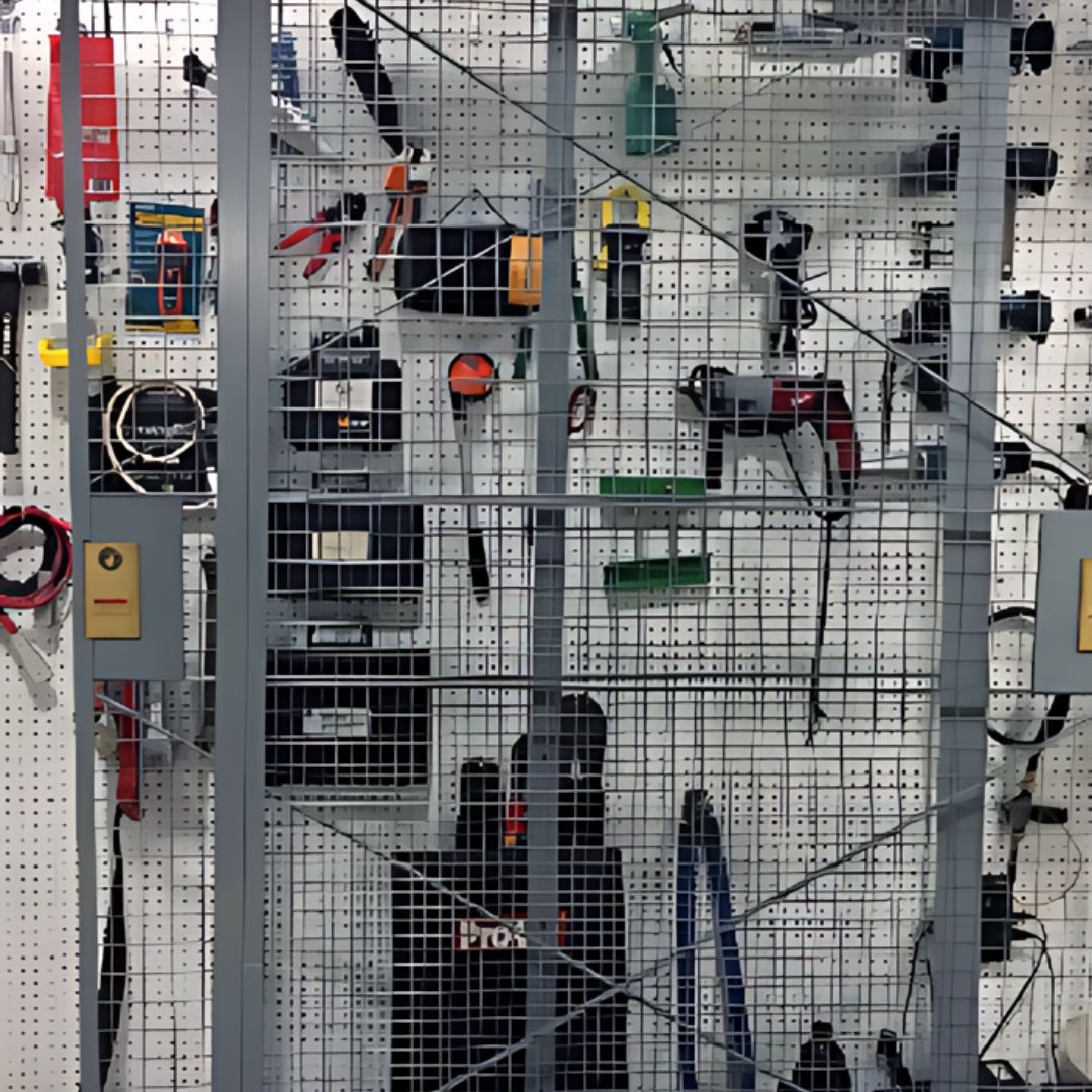 Wire mesh security cage for readiness center supplies