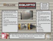 Check out our promotional flyer for Rollok security shutters and Equipto, featuring product images, detailed descriptions, and contact info for sales. Ideal for military and industrial settings, its your go-to material handling literature gallery.