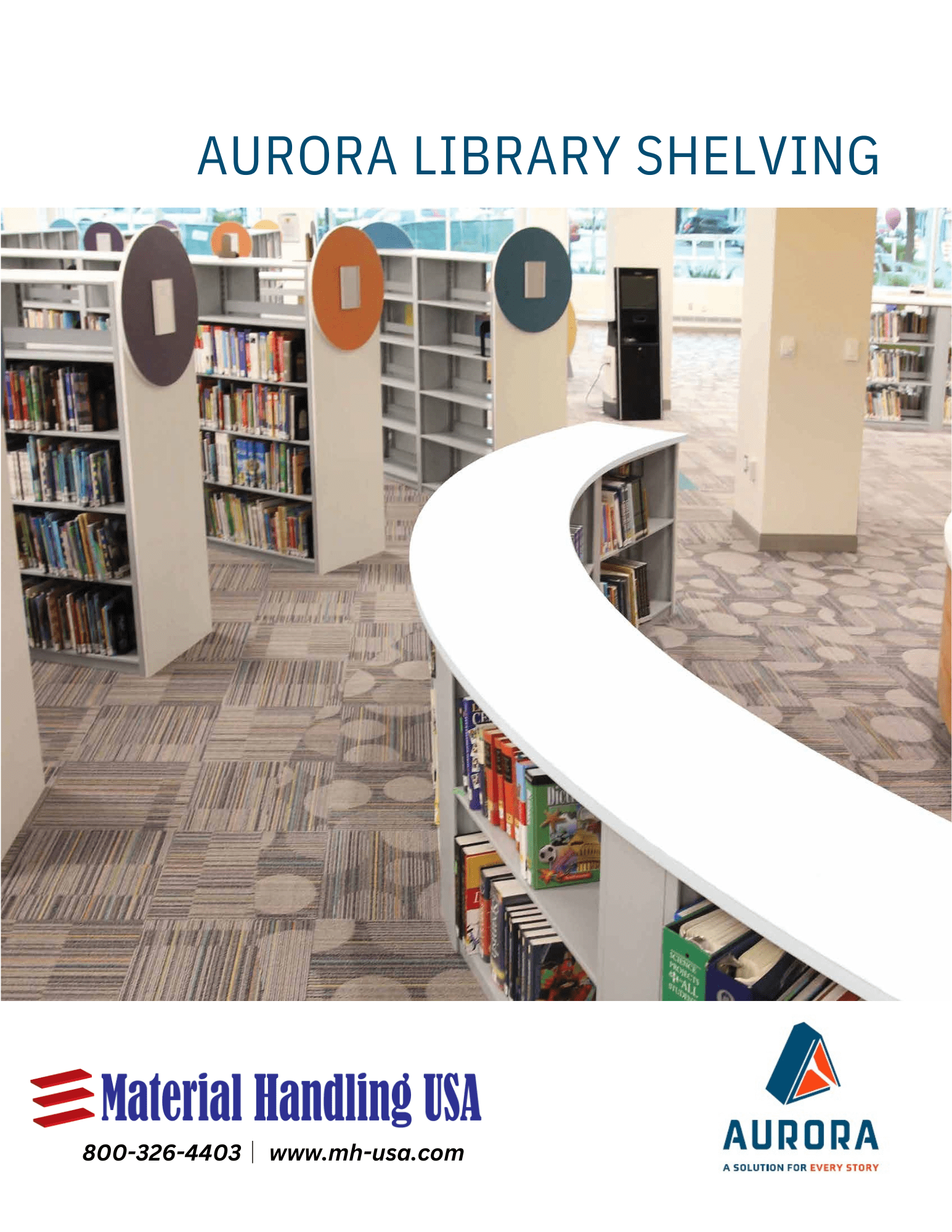 Aurora MJ Library Shelving Brochure cover page