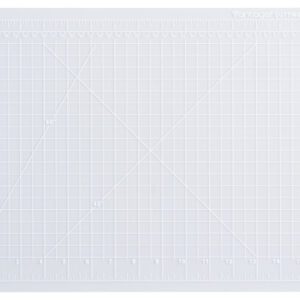 The Dahle Vantage® Premium Self-Healing Cutting Mat, 12 x 18, Crystal Clear, features a grid with 30, 45, and 60-degree angled lines. Measurements on the edges are marked VersaCutter Cutting Mat in the top right corner. Sold in cases of 24.