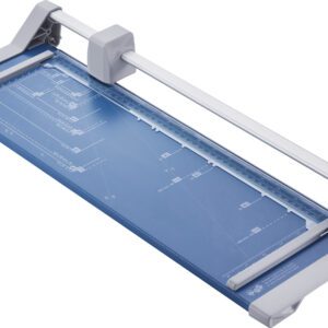 The Dahle 508 Personal Rotary Trimmer offers an 18 cut length, a sliding blade for precision, and a blue surface with white alignment grid lines. Its available in a case of five units for added convenience.