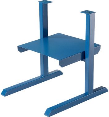 Dahle_842___846_Stack_Cutter_Stand.jpg The Dahle 712 Stand, designed for the 842 and 846 Professional Stack Cutters, has a modern design with a blue metal table frame, two legs, and a flat rectangular top.
