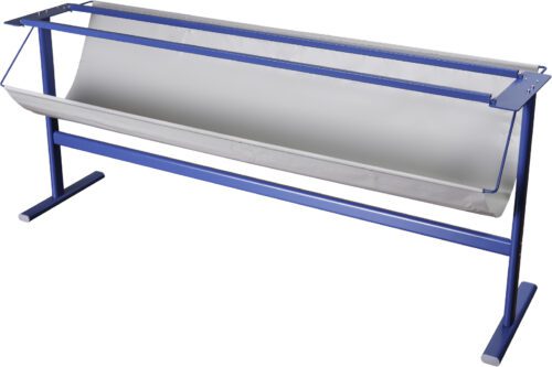 Dahle_Premium_Rotary_Trimmer_Stand_799.jpg The Dahle 799 Stand for the 472 Premium Rotary Trimmer includes a large blue paper roll dispenser with a cutter bar and stable base, ideal for holding and dispensing paper easily. The partially unrolled roll rests securely on the frame.