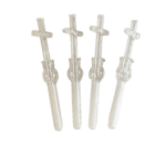 A 4-pack of MH-USA Glass Tissue Grinders in Dounce/TenBroeck style, each with a bulb section and cross-shaped handle, displays elegance with its classic design. These 20ml transparent glass tools stand vertically on a white background.