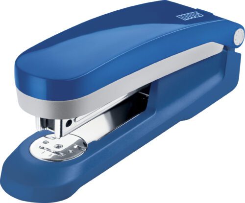 Novus_E25_Compact_Stapler__Blue.jpg The Novus E25 Compact Stapler, in a blue design with a silver metal staple compartment and logo on top, is elegantly angled to display its side and front. Available in a case of 20.