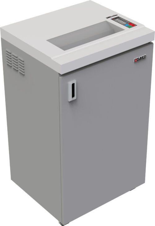 PowerTEC__707_PS_High_Security_Paper_Shredder.jpg The Dahle PowerTEC® 707 PS High Security Paper Shredder, a large gray model, has a rectangular top with a digital control panel. Its plain body features a discreet front handle and the DAHLE logo in the upper corner.