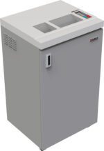 The Dahle PowerTEC® 727 CS is a sleek gray shredder with a rectangular body, top control panel, front handle, side ventilation slots, and the Dahle label on the front corner.
