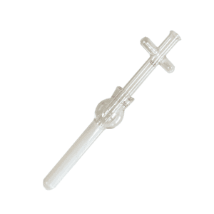 A clear glass laboratory pipette with graduated markings and stopcock valves, inspired by MH-USA Glass Tissue Grinders precision. It is designed for precise liquid measurement and transfer, making it perfect for any lab and elegantly isolated on a plain white background.