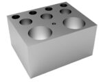 The MH-USA Dry Bath Block, Centrifuge Tube Combination accommodates 4/3/2 x 1.5/15/50ml configurations with symmetrically distributed circular holes of varying sizes on its gray rectangular top, set against a plain white background.