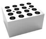 The MH-USA Dry Bath Block, designed for round tubes, is a white rectangular piece featuring 16 circular holes, each Φ13.9mm x 48.4mm, arranged in a grid on top.
