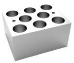 The MH-USA Dry Bath Block for round tubes has eight 21mm x 48.4mm holes in a 3x3 grid, designed for 8 x 20mm tubes, and features a matte finish with a solid construction.