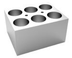 A matte gray MH-USA Dry Bath Block for 6 x 25mm round tubes, with six cylindrical holes and a small circular indentation.