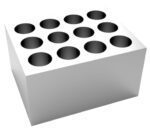 An optical illusion features a 3D cube with circular top holes, similar to the MH-USA Dry Bath Block for 12 x 17/18mm round tubes (Φ19.1mm x 48.4mm), where shading and perspective make the circles appear as black spheres.