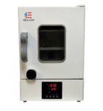 The MH-USA Benchtop Incubator with a digital lock features an 18L capacity, precise temperature control via a digital panel, a front glass window, large handle, and the 4Es USA logo on the top left.