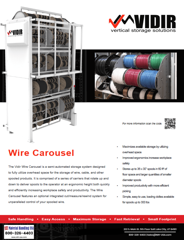 Vidir wire carousel for automated wire spool and cable storage