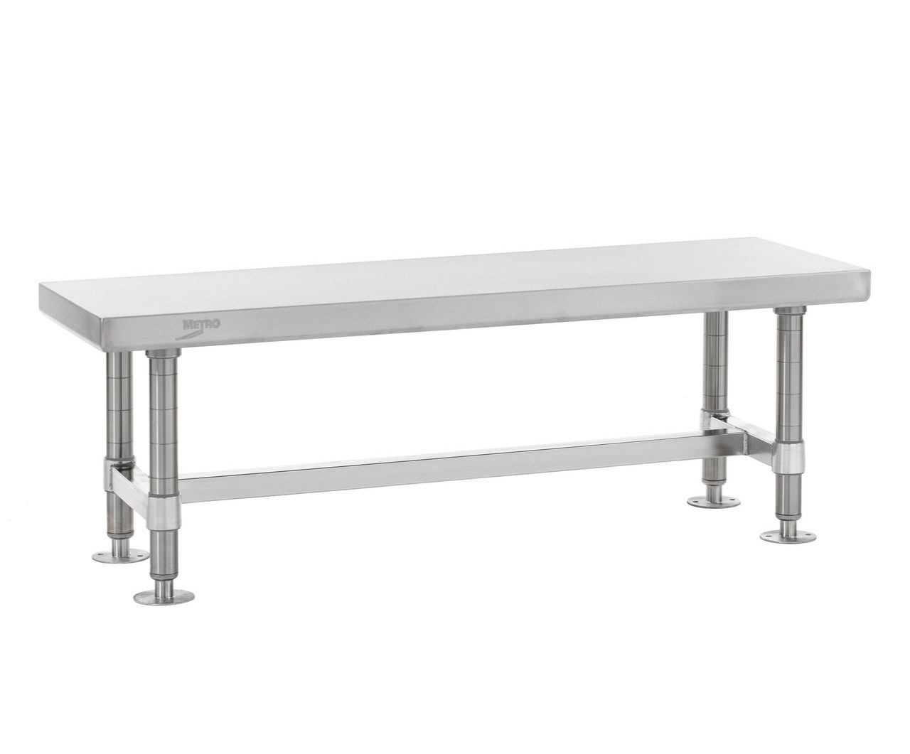 Stainless steel gowning bench for a cleanroom anteroom