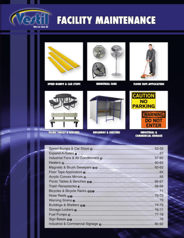 Catalog covers for facility maintenance, ladders, packaging, cranes, truck attachments, and carts.