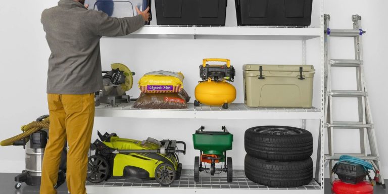 Industrial shelving units configured for efficient parts and carton storage