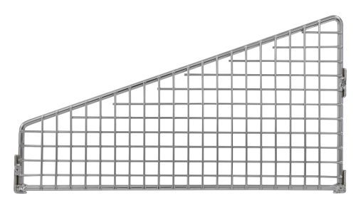 1006DHB.jpg A Partition Wall Divider for pets, 10W x 6H, features an angled metal mesh design with a triangular grid pattern, chrome-plated finish, and clamps for attachment.