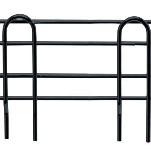 The Quantum Side Ledge is a black metal wire rack with a minimalist design, featuring two parallel bars, three vertical supports, rounded ends, and a size of 12D x 4H. It has a sleek side ledge finished in black epoxy antimicrobial coating for organizing items.