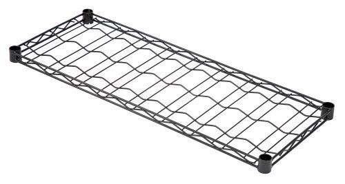 The Quantum Wine Cradle Shelf, measuring 36W x 14D, features a sleek black grid pattern with a black epoxy antimicrobial finish. Its designed with four sturdy corner posts, making it ideal for supporting or stacking and can hold up to nine bottles seamlessly.