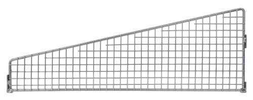 1606DHB.jpg The Quantum Partition Wall Divider features an angled sloping top with a grid pattern. It is primarily silver, measuring 16W x 6H and has one-sided hinges for easy installation, completed with a chrome-plated finish.