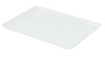The Quantum Tray, 26W x 18D, crafted in white plastic with raised edges, is displayed from a slightly elevated angle on a plain white background.