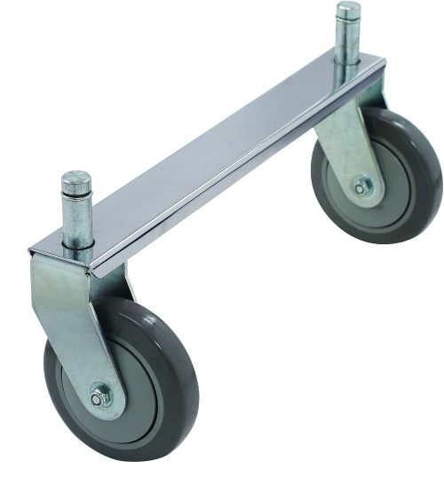 The Quantum Tie Bar, with an 18W chrome-plated finish, accommodates two rigid casters (not included) for enhanced mobility of furniture or equipment.