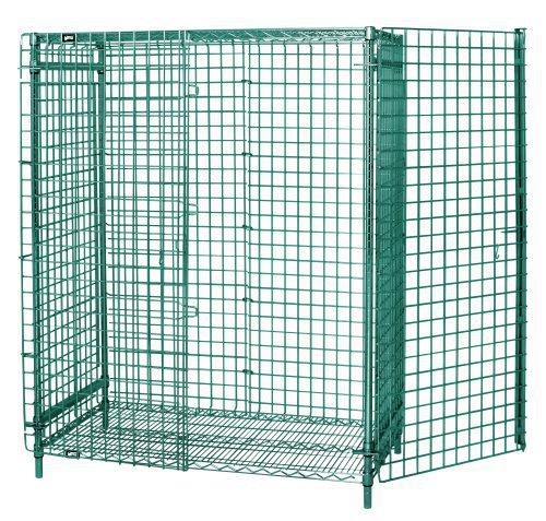 2436-67SECP.jpg The Quantum Security Unit is a 36W x 18D x 63H green epoxy antimicrobial wire mesh cage featuring an open front with security panel doors, a top and bottom shelf, and a back and side panel set for visibility, ventilation, sturdiness, and ideal item organization or security.