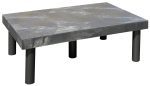 A rectangular, monochrome dunnage rack made in the USA, featuring a stone-like texture and solid cylindrical black legs.
