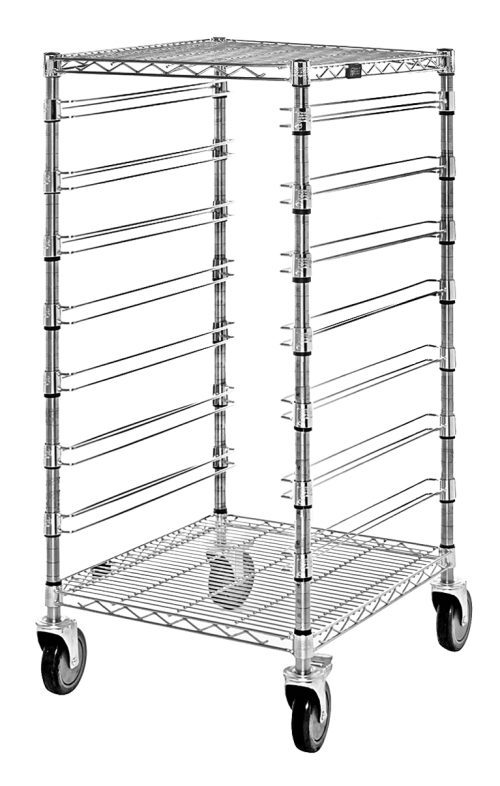 BC212439M7.jpg The Quantum Bin Cart is a mobile organizer with a chrome finish, featuring dimensions of 21W x 24L x 45H. It includes two wire shelves, seven bin slides, and a set of casters, making it perfect for efficient storage and transport of items.