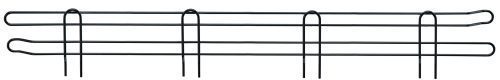 The Quantum Back/Side Ledge is a black metal rack with a 54W x 4H black epoxy antimicrobial finish, featuring three loops and two horizontal bars for organizing, holding, or hanging items. Ideal for storage or display on any back/side ledge.