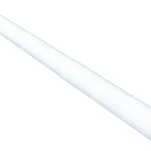 A long, rectangular Quantum Label Holder for baskets, 14, clear and translucent, is viewed from an angle on a plain white background. Its sleek design effortlessly complements any modern space.