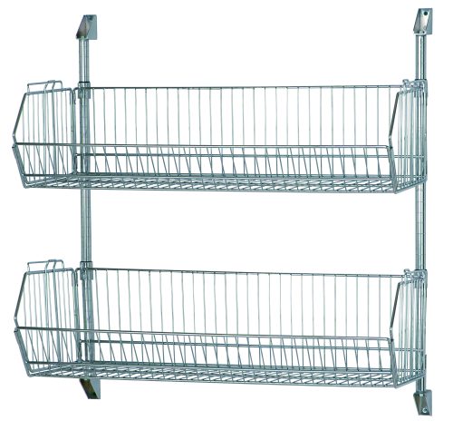 CAN-34-1436BC-PWB.jpg The Quantum Cantilever Baskets Post Wall Mount features two wire baskets, each 36W x 14D, with angled vertical bars for organization. Includes two 34 posts and four wall mounts. Its chrome-plated finish makes it ideal for home or office use.