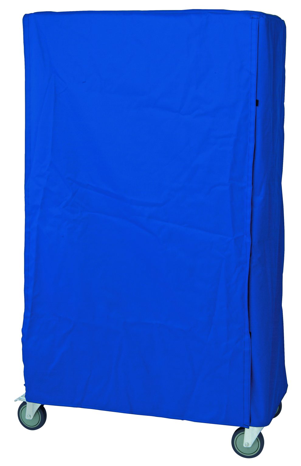 Blue 400 denier nylon cart cover fitted over a wire cart