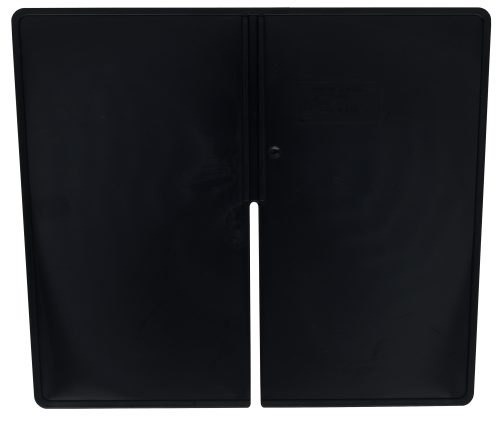 The Quantum Cross Divider is a sleek, black, rectangular folder featuring a central vertical slit for symmetry and includes a cross divider. Its designed for use with QP1887 and proudly made in the USA.