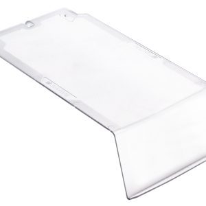 The Quantum Clear Lid, for bin QUS230, features raised edges and a textured side grip for protection. Its modern, lightweight design provides a sleek storage solution. Priced per each and sold 12 per carton.