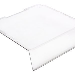 The Quantum Clear Lid for bin QUS235 (priced per each, 6 each per carton) is a smooth, angled plastic shield that protects equipment or displays from dust and damage.