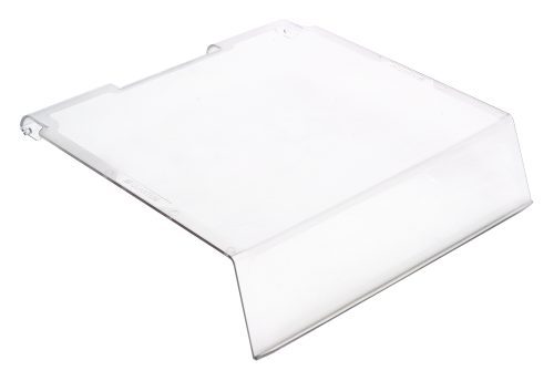 The Quantum Clear Lid for bin QUS235 (priced per each, 6 each per carton) is a smooth, angled plastic shield that protects equipment or displays from dust and damage.