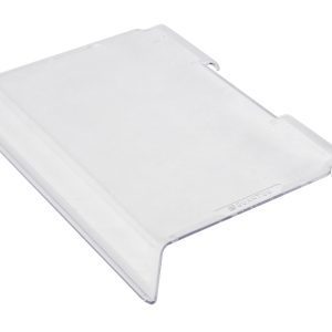 The Quantum Clear Lid for Bin QUS236 elevates laptop screens for improved ergonomics, featuring a sleek, minimalistic design with non-slip edges. It fits neatly into bin QUS236 and is priced per each, packaged as 8 per carton.