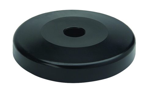 A 3 diameter Quantum Donut Bumper, flat, circular, and black with a central hole resembling a large washer, is showcased against a crisp white background.