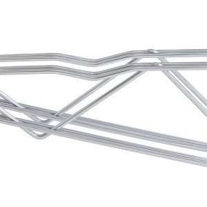 The Quantum Cantilever Multiple Shelf features a triangular support with an 18 double post cantilever arm and two post mount brackets, all in chrome-plated finish, ensuring secure attachment and versatile installation.