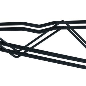 The Quantum Cantilever Multiple Shelf Post Wall Mount features an 18 double post cantilever arm and two post mount brackets, finished in antimicrobial black epoxy. Its black metal design folds compactly with zigzag support beams, offering practical elegance for shelf mounting.