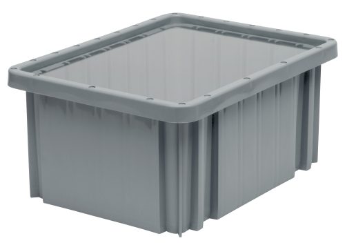 DDC91000_CL.jpg The Gray plastic storage bin features a rectangular shape with slightly raised edges and vertical grooves for support, includes a Quantum Dust Cover Inlay to keep contents pristine. Proudly made in the USA and compatible with DG91025, DG91035, and DG91050.
