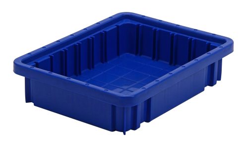 DG91025_BL.jpg The Quantum Dividable Grid Container in blue, measuring 11-7/8L x 8-1/4W x 2-1/2H, has a grid pattern base and ribbed sides, ideal for efficient small item organization. Made in the USA.