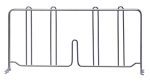 The Quantum Wire Shelf Divider, 18D x 8H, is crafted from sleek 304 stainless steel and features multiple vertical dividers with a narrow U-shaped center section. Its minimalist design offers an efficient organizing solution against a plain white backdrop.