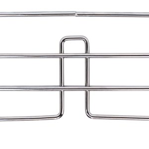 The Quantum Wire Shelf Divider in 304 stainless steel features a slanted design with three horizontal bars and a central vertical brace. Measuring 18D x 8H, its ideal for Freestanding Kettle Kegs, with bottom hooks for secure attachment.