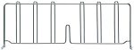 The Quantum Wire Shelf Divider, measuring 21D x 8H, features multiple vertical bars and a central opening at the bottom. Its chrome-plated finish offers a simple yet functional design for organizing or supporting items.