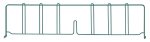 The Quantum Wire Shelf Divider, 30D x 8H, features a green epoxy antimicrobial finish with eight vertical bars, a wire shelf design, a small central notch at the bottom, and curved ends for stability.
